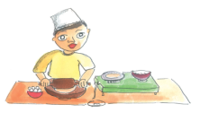 Man cooking Chapatis.