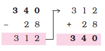 A solved question. 340-28=312 312+18= 340.