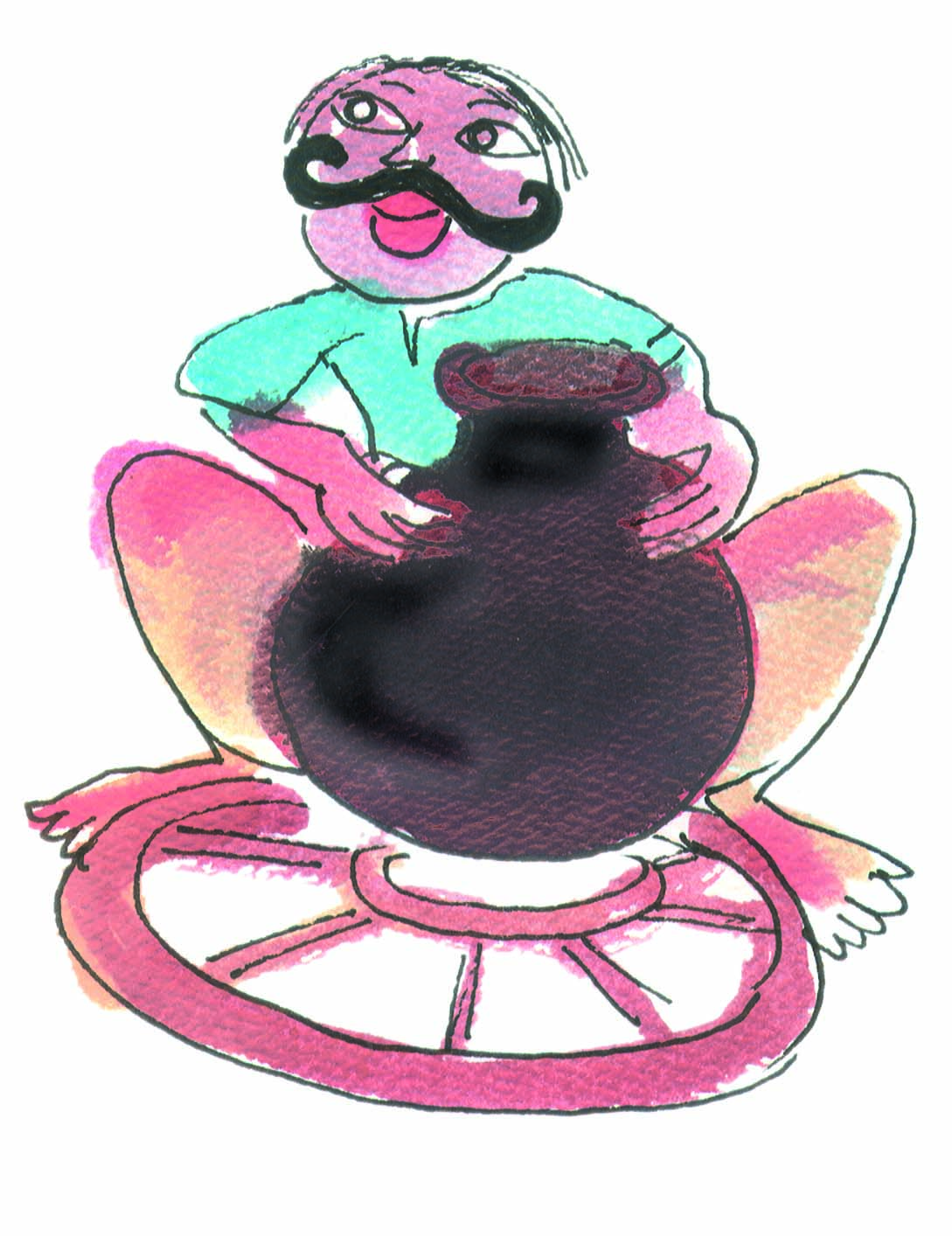 A potter making a pot.