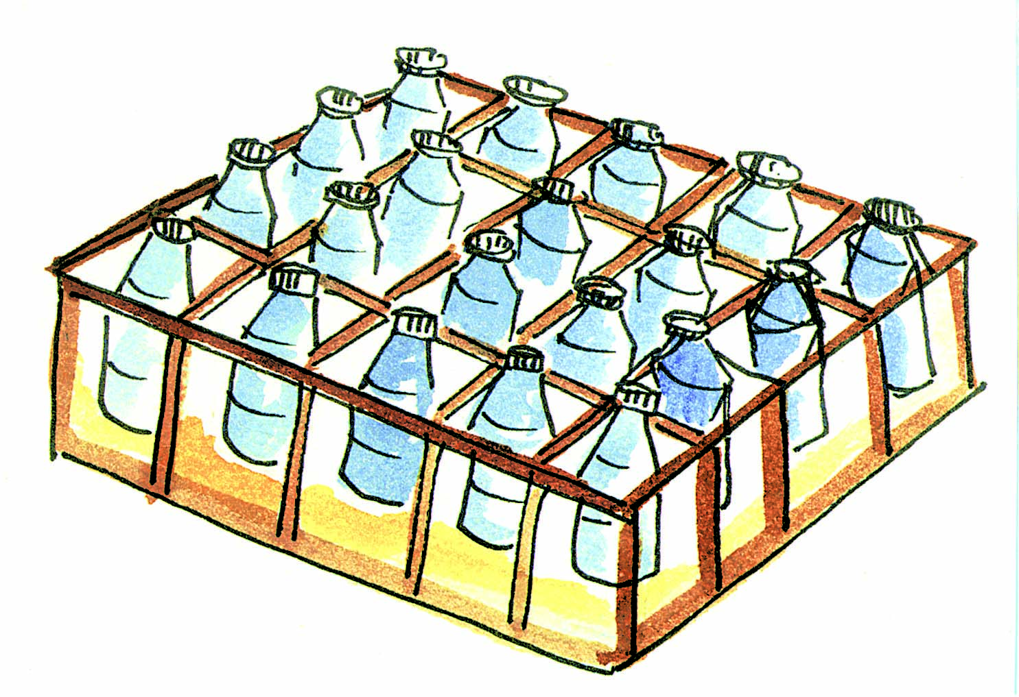 Bottles in five rows and each row has four bottles.
