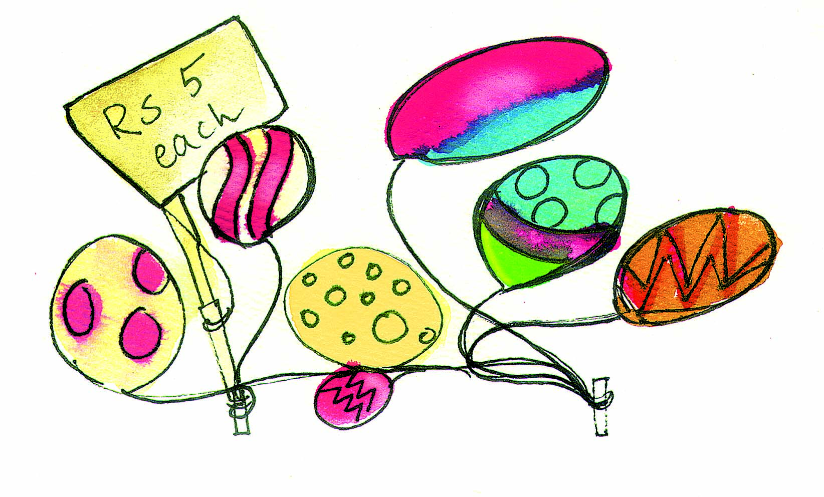 Balloons costing Rs. 5 each.
