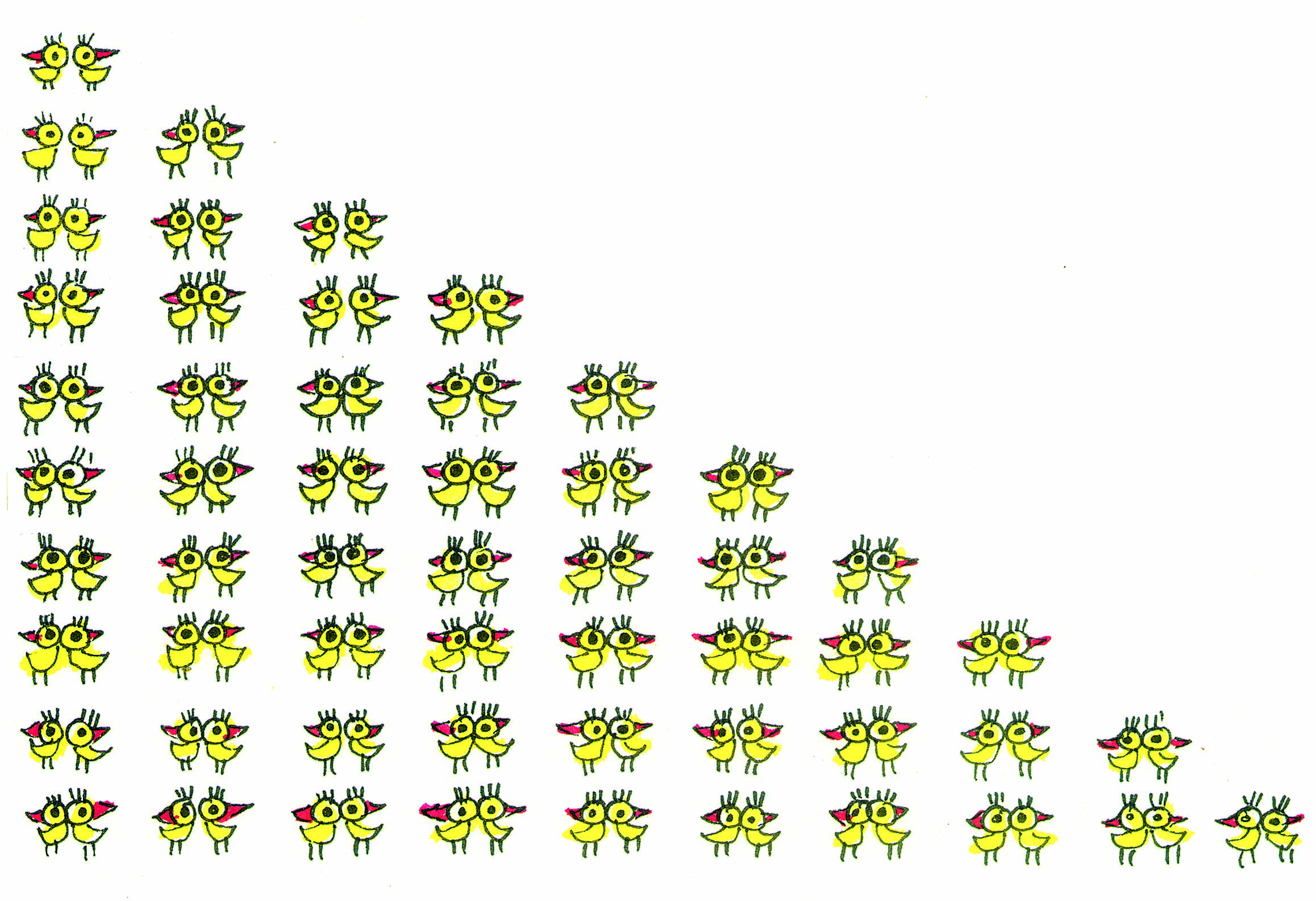 Multiple birds in pairs.