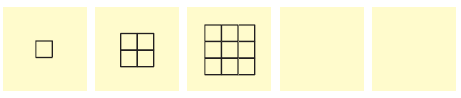 A square followed by four squares and then nine.