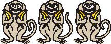 Three monkeys with two bananas each.