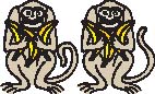 Two monkeys with three bananas each.