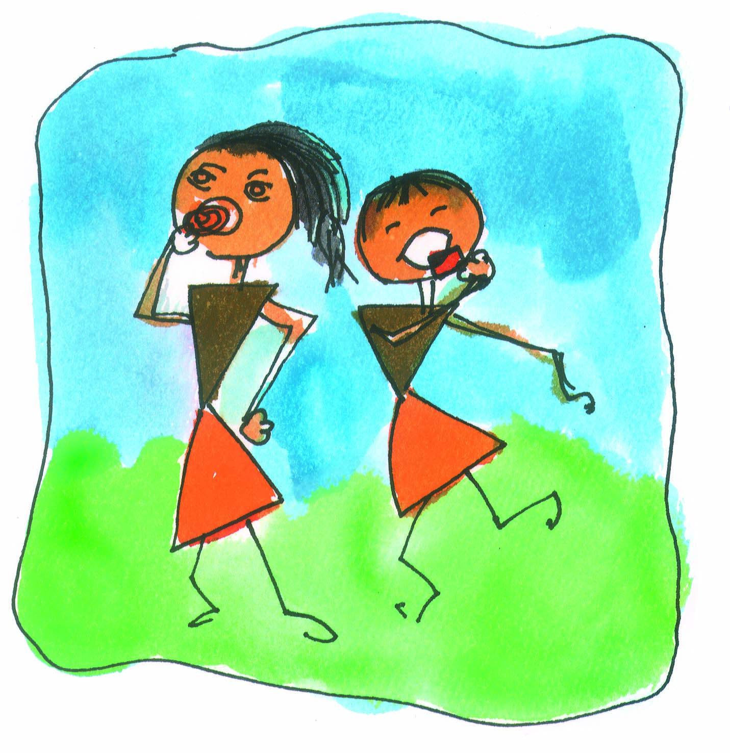 Children eating sweets.