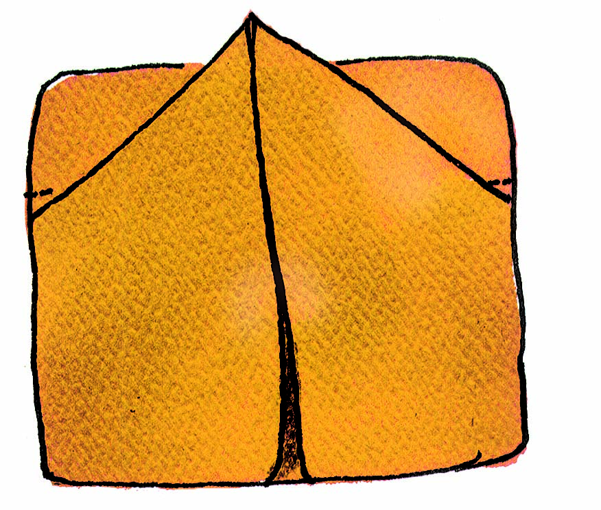 The top is folded along the dotted line.