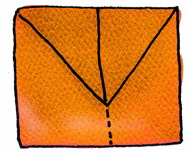 Back of the sheet after the top part is folded backwards.