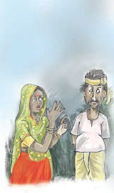 धोबी की पत्नी अपने पति से बात कर रही है। 