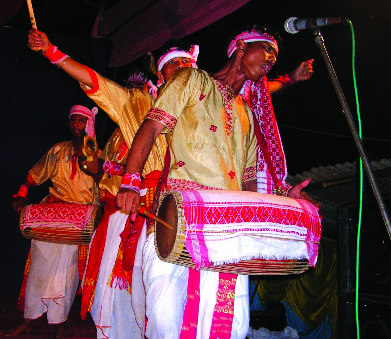 Men celebrating Bihu festival. 