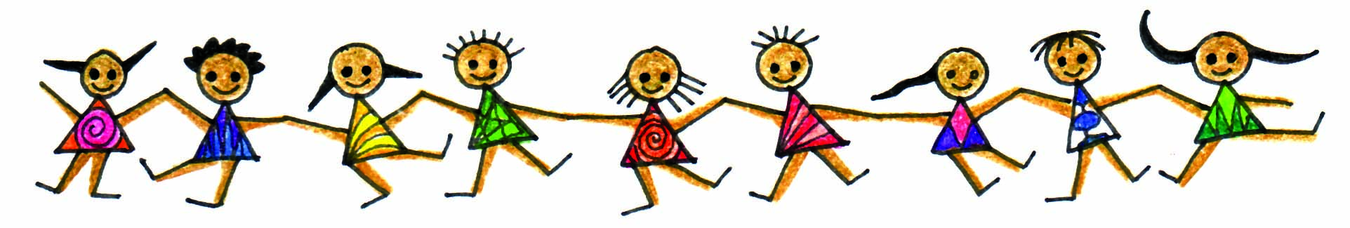 Children holding hands and dancing.
