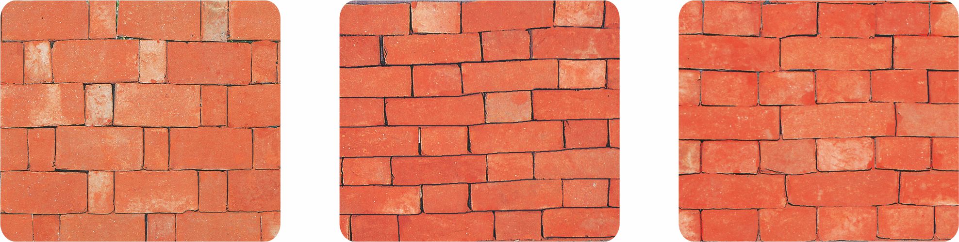 Three types of brick walls.