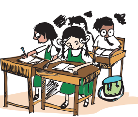 Students are studying in their classroom.