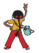 A girl showing 2 fingers. 