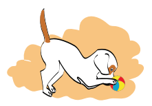 Puppy playing with a ball. 