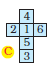 Image C- An open box with numbers 4,1,5,3 written in a vertical line and to the left of 1, number 2 and right of 1, number 6 is written.  