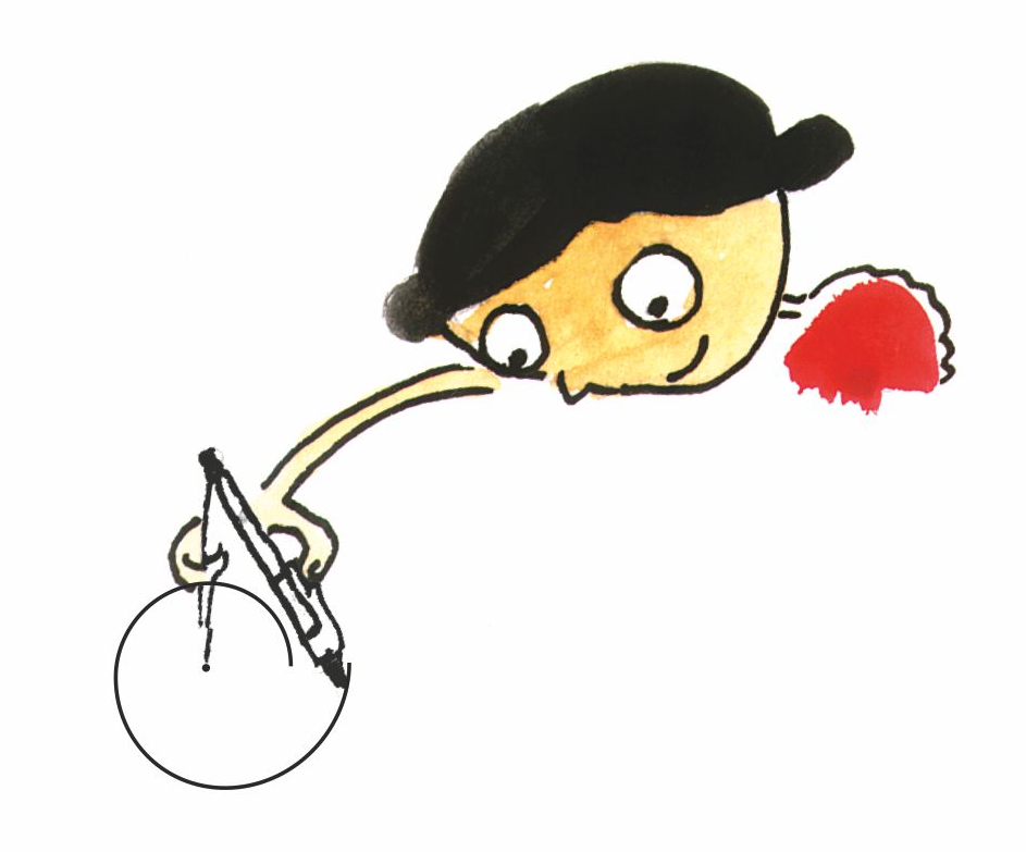 Girl trying to make a circle with compass. The shape of the circle is not proper.