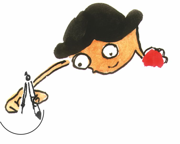 A girl is making a circle with a compass. 