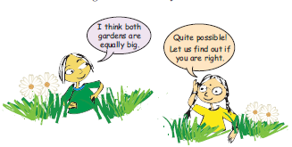 Two children talking about the size of gardens.  