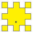 8 squares of side 1 cm are cut out of the square 'D' to get square 'E'.