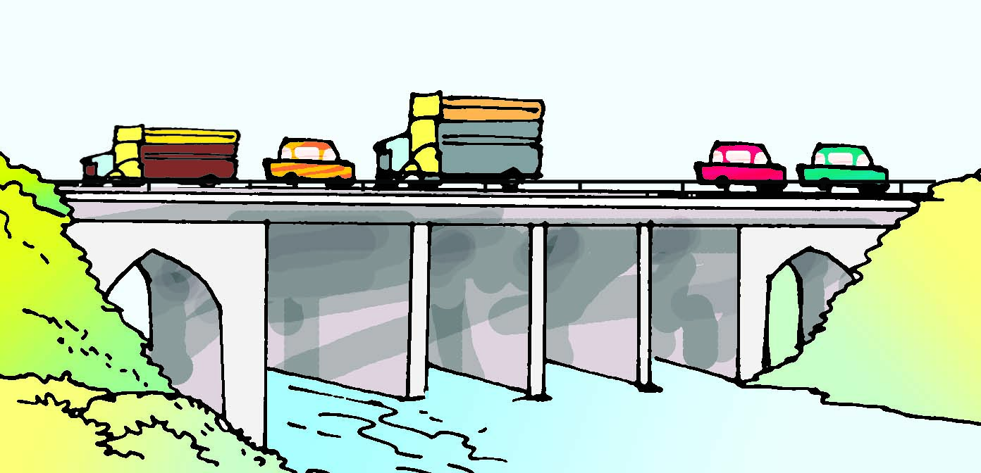 नदी के ऊपर बना एक पुल 