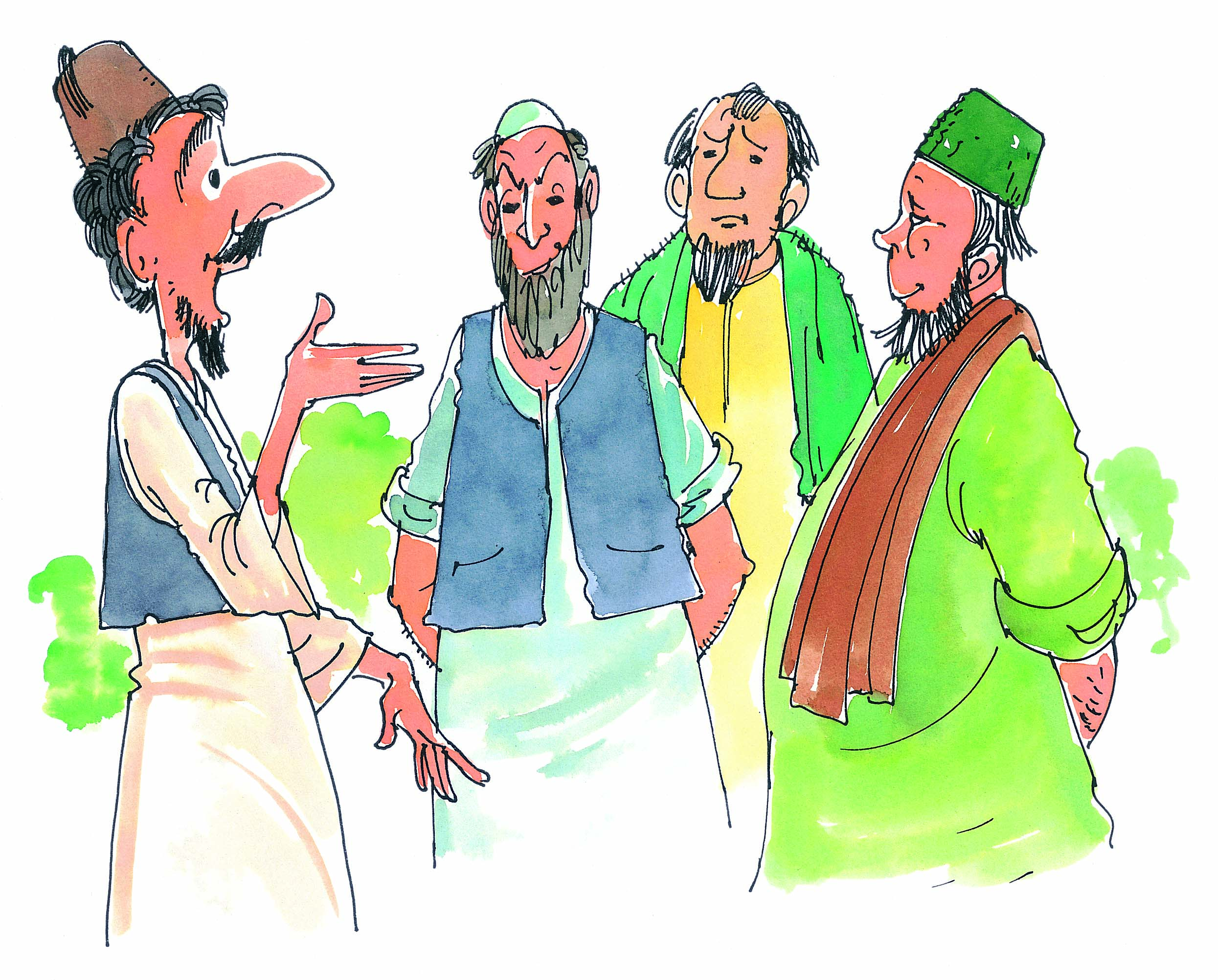 नसीरूद्दीन अपने दोस्तों से बात कर रहा है 