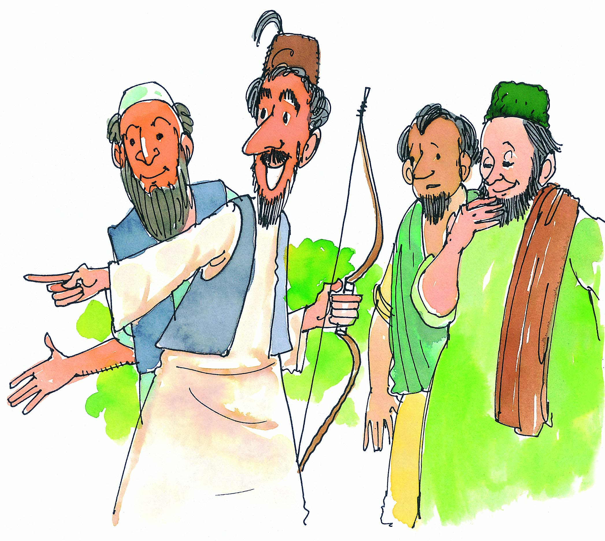 नसीरूद्दीन धनुष उठाकर इशारा कर रहा है 