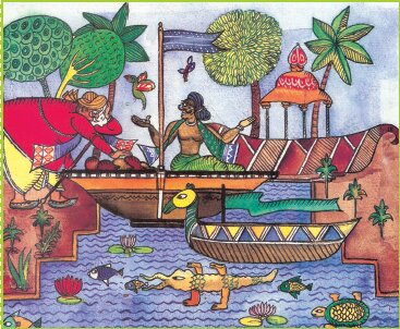 भीखूभाई नारियल की दुकान पर खड़ा है 