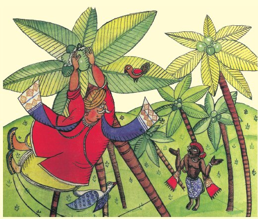 भीखूभाई नारियल के पेड़ से लटक रहा है 