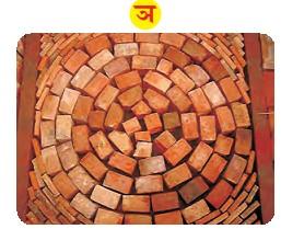 चित्र 'ञ' में ईंट से बनाया हुआ पैटर्न है। 