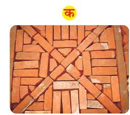 चित्र 'क' में ईंट से बनाया हुआ पैटर्न है।  