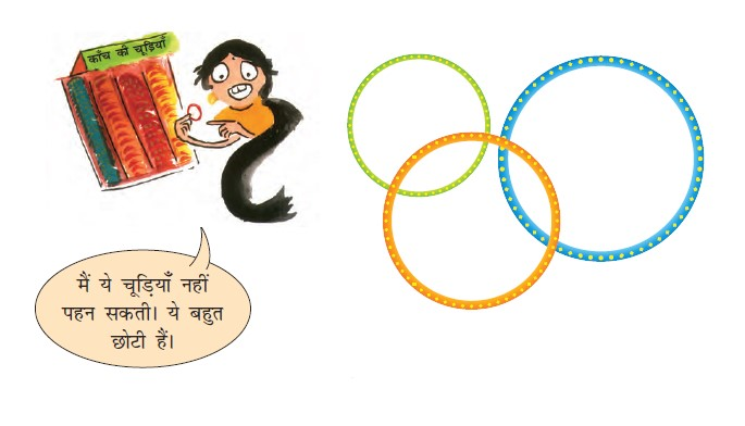 अलग अलग नाप की कांच की चूड़ियाँ।  