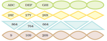 संख्याओं और अक्षरों से बने पैटर्न।  