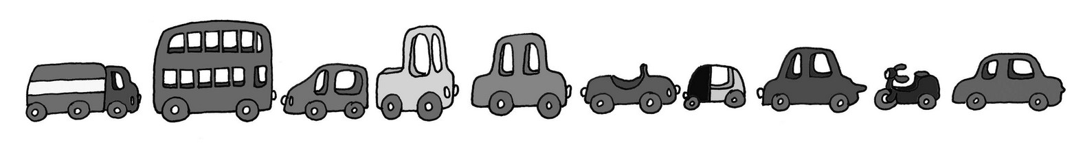 A row of different different vechicle