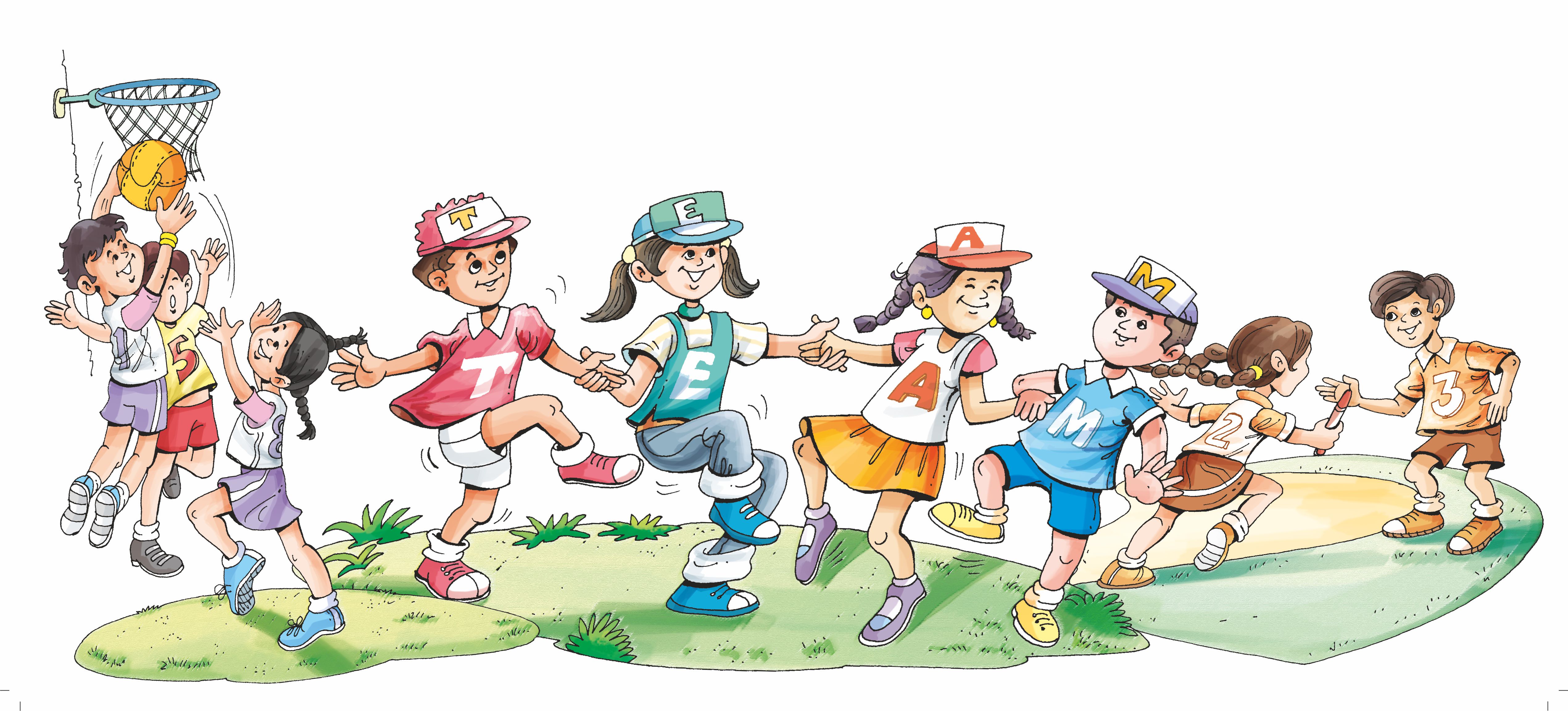 Few children playing basketball together.