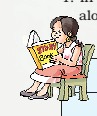 A girl is sitting on a chair and reading a book.