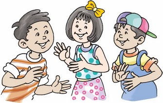 Two boys and a girl are talking to each other.