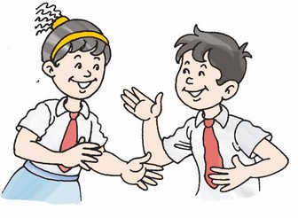 A girl and a boy are talking to each other.