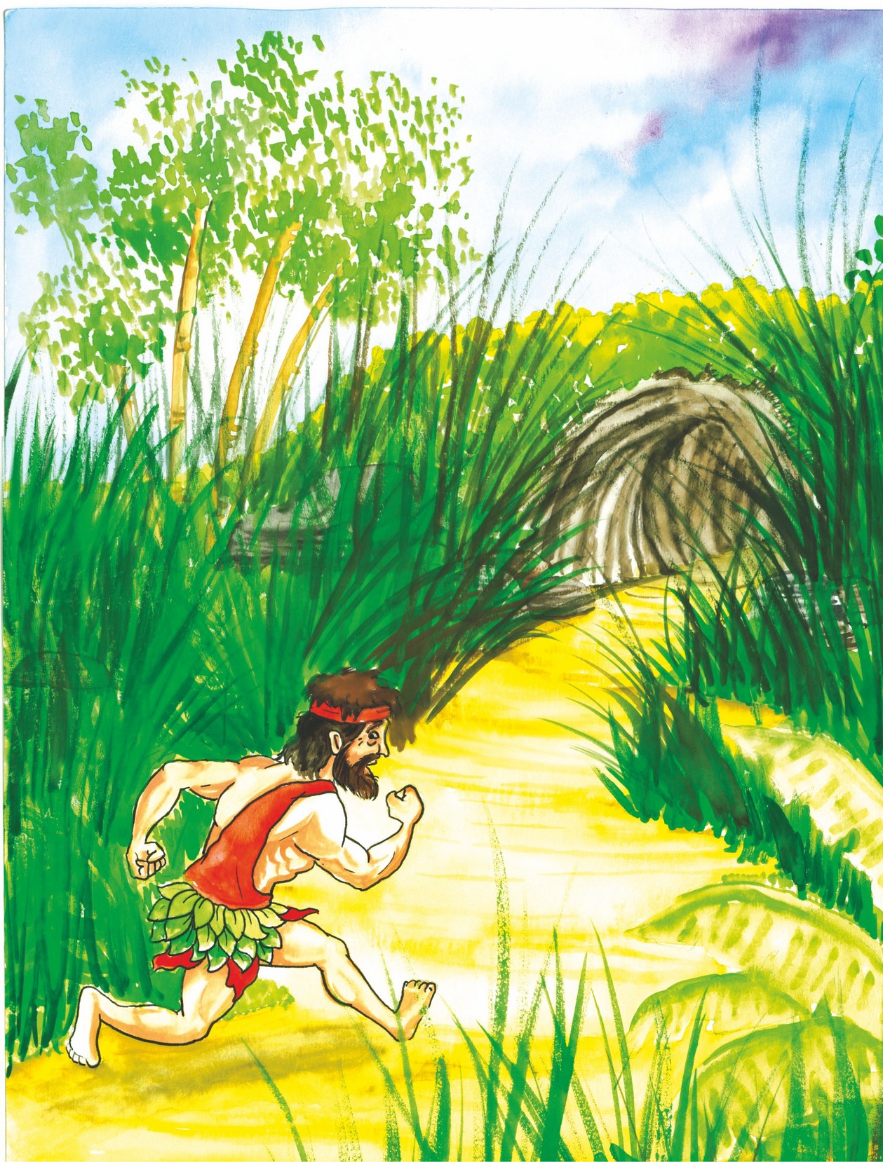 The man is running very fast.