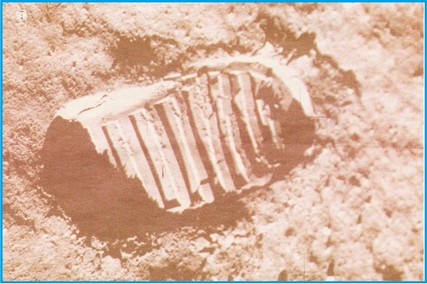 Footprints of the first man on the Moon.