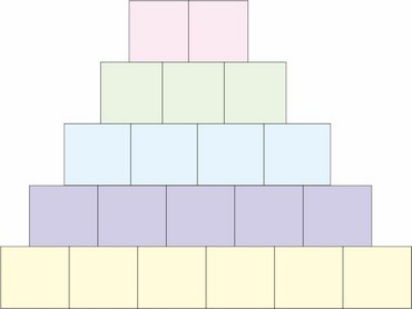 A pyramid shaped structure with spaces for writing words.