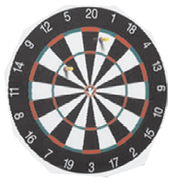 A round shaped board on which numbers are written and a dart is fixed on it.