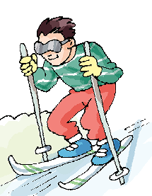 A man is walking on ice using flat bords attached to sticks.
