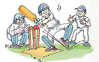 In this picture some boys are playing cricket