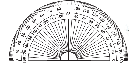 A protractor, which looks like letter D, it has degrees marked on it to measure angles.