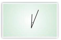 An angle formed between two lines, which look like a narrow V.