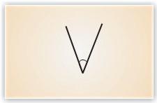 An angle formed between two lines, which look like letter V.