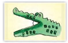 Open mouth of a crocodile forms an angle.