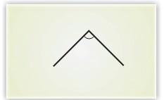 An angle formed between two lines, which look like the upper two sides of a triangle.