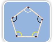 A five sided closed shape made from matchsticks.